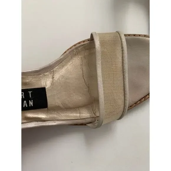 COPY - Stuart Weitzman Cream Mesh Strappy Block Heels SZ 5 - Picture 3 of 11